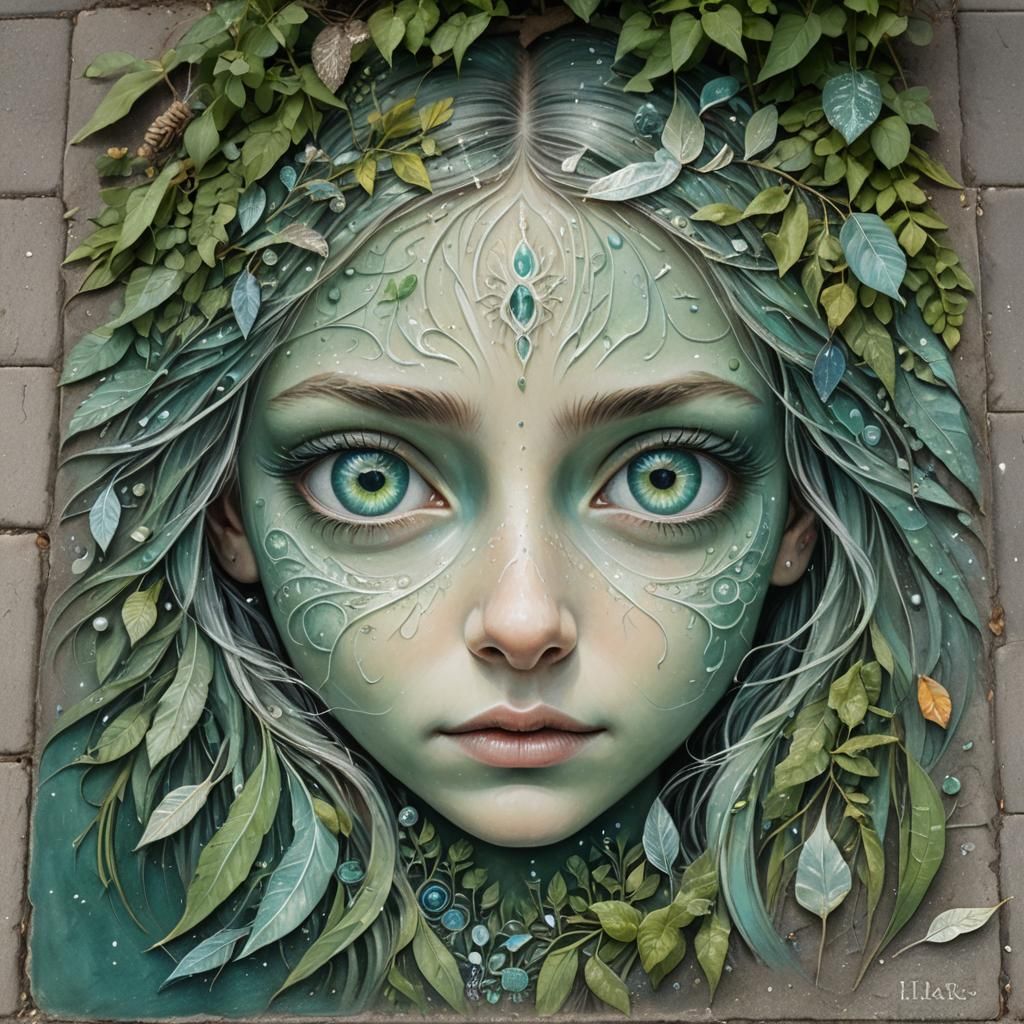 Enchanted Forest Eye: Chalk Art Fantasy