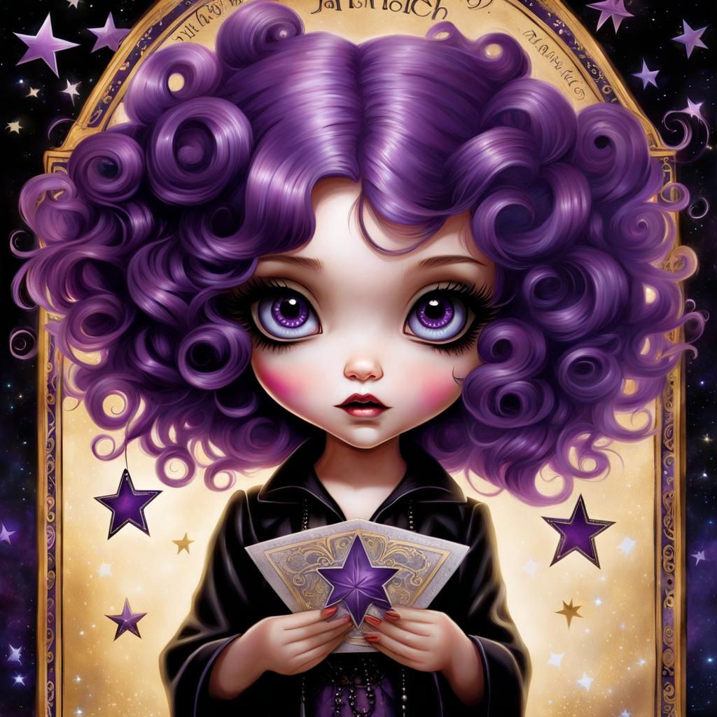 Emo Goth Girl Card Art in Fantasy Style