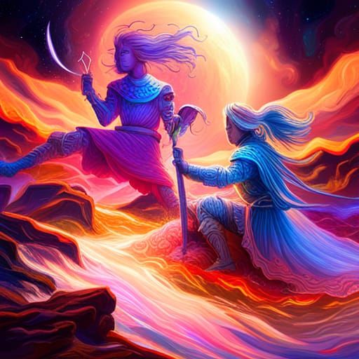 Knight Versus King: Holographic Astral Illustration