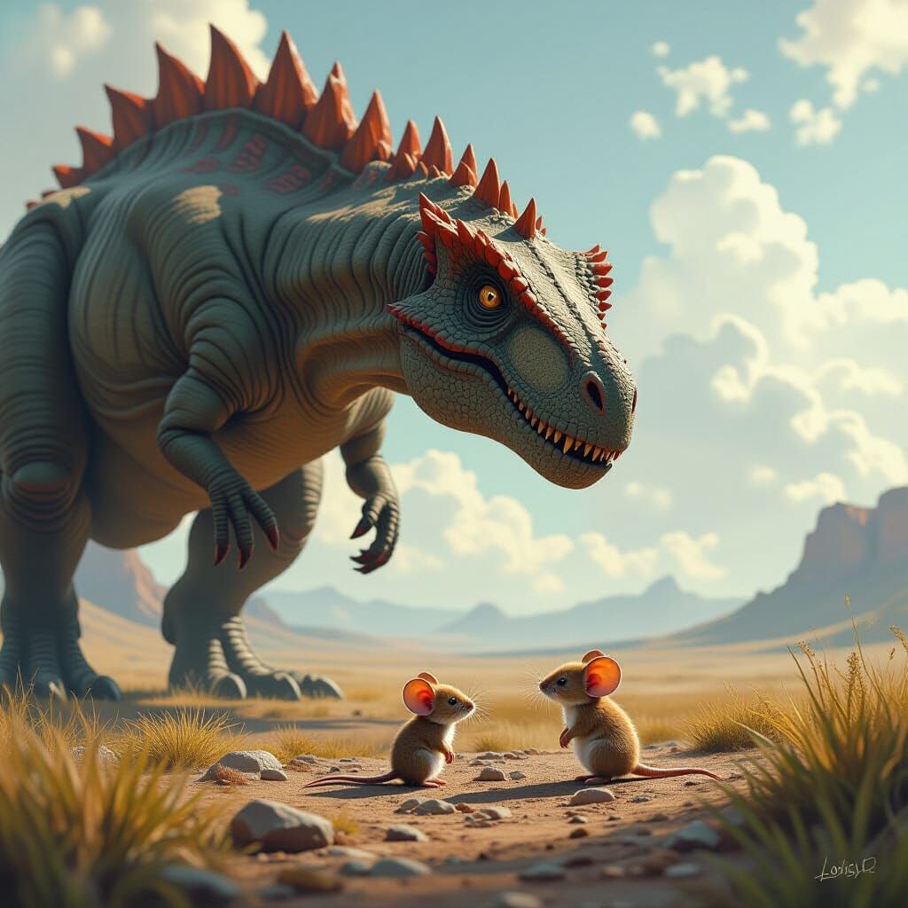 Tiny Mouse Meets Giant Dinosaur in Prehistoric World
