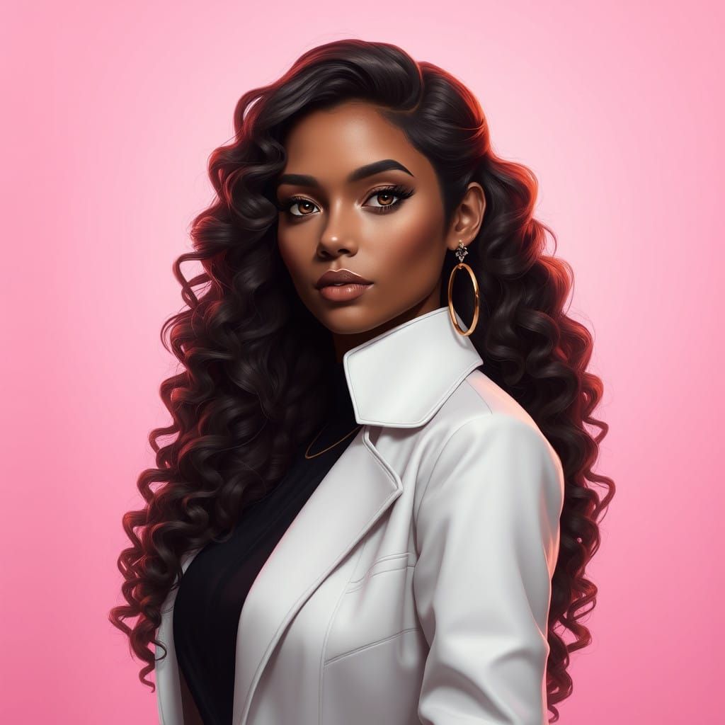 Ethereal Woman in Dreamlike Portrait with Soft Pink Backgrou...