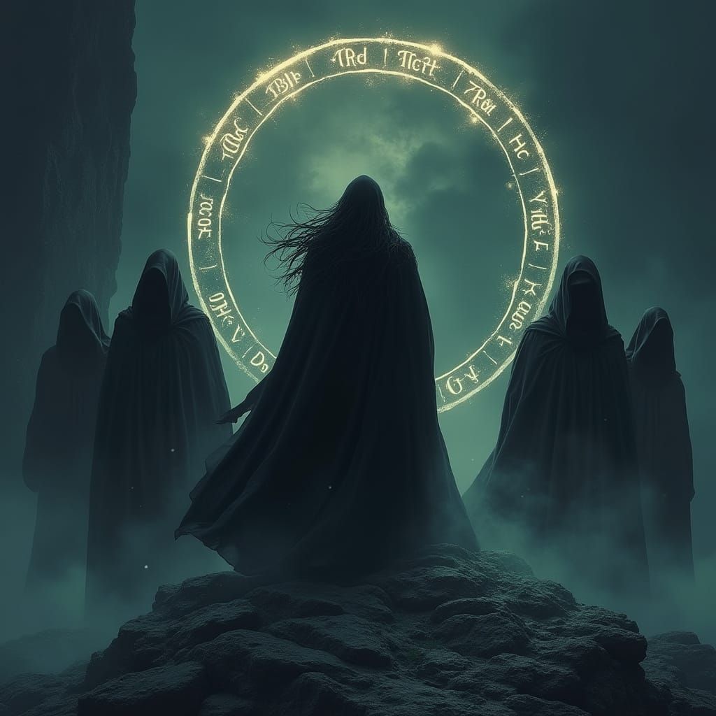 Dark Wizard Ensnared by Shadow Figures in Rune Portal