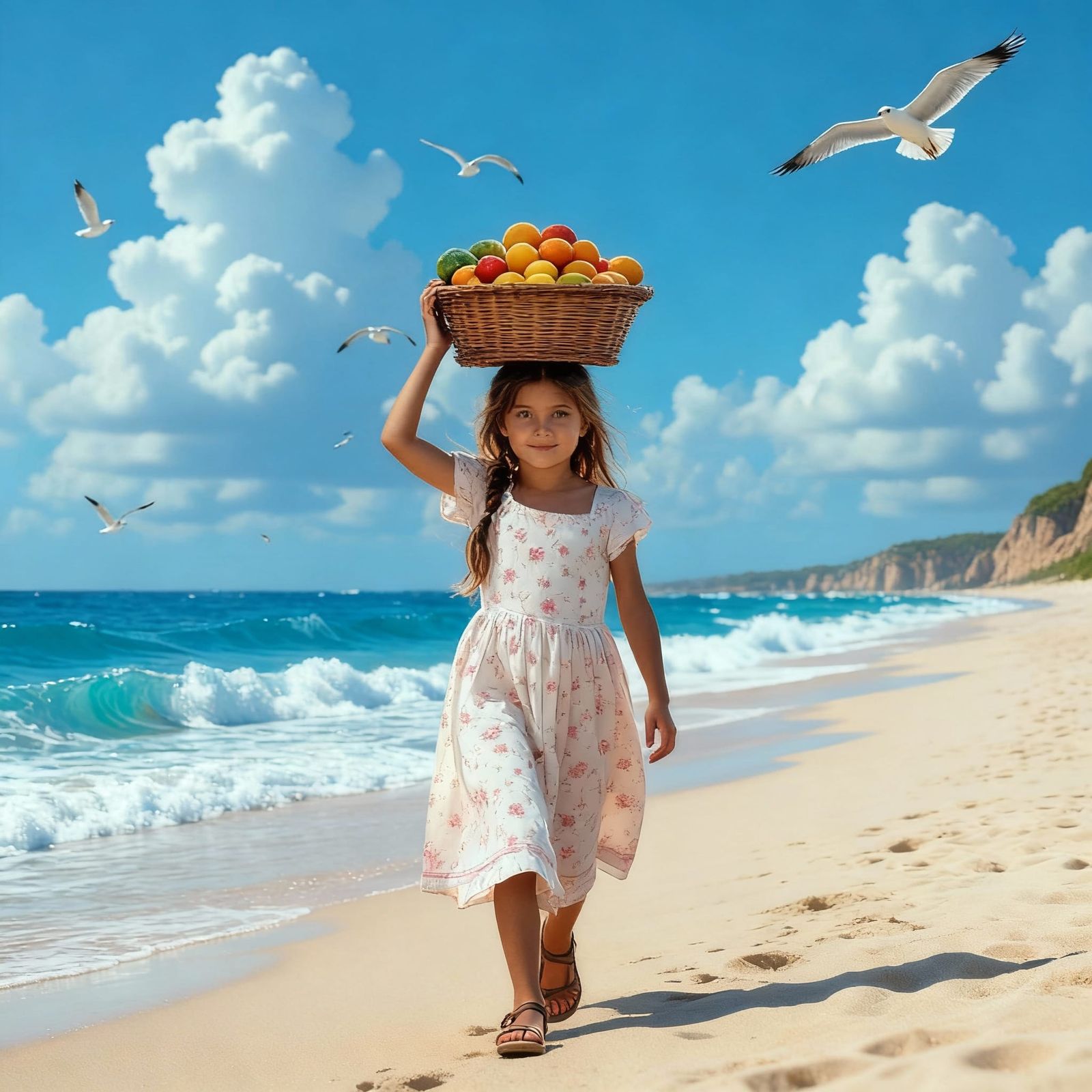 Girl Merging With The Ocean
