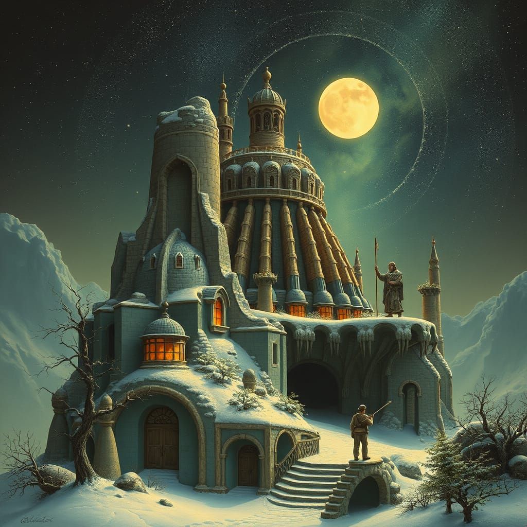 Surreal Mechanical Landscape Inspired by Comic Art