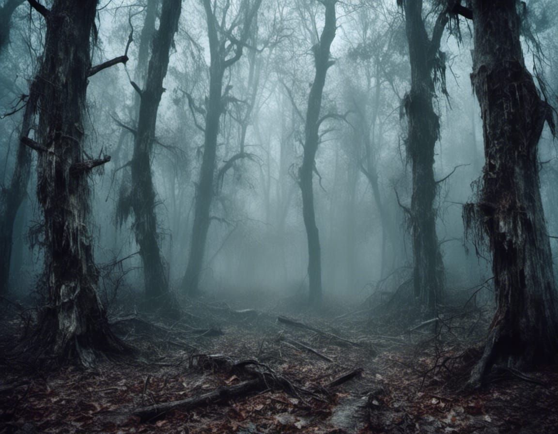 Haunted Forest at Moonlit Night