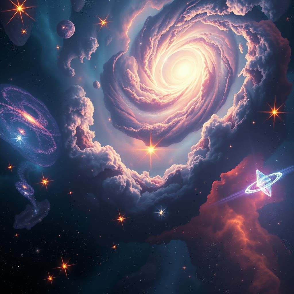 Dreamlike Galaxy with Ethereal Details in Cosmic Style