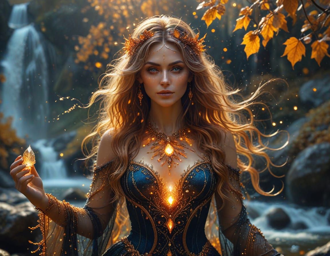 Ethereal Autumn Witch of Crystal and Stardust