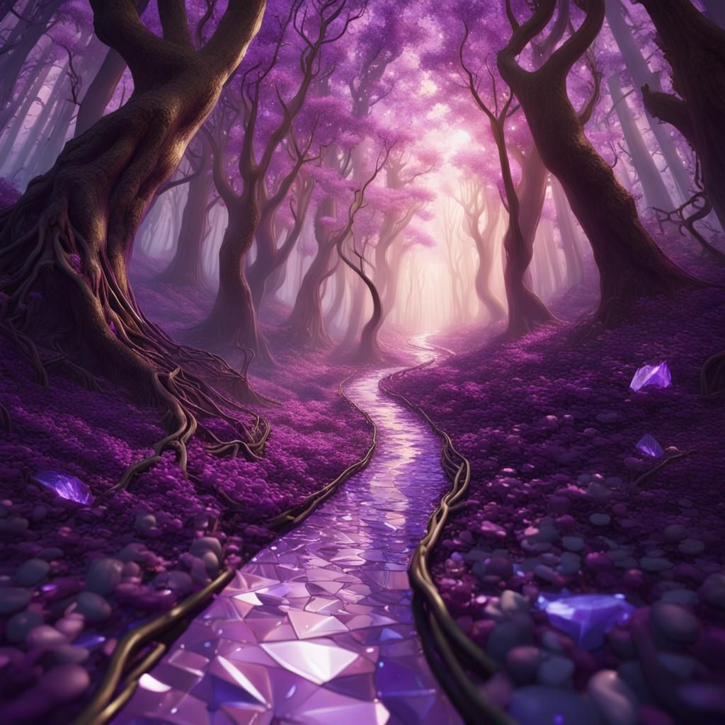 Ethereal Luxury Forest Scene in Whimsical Art Style