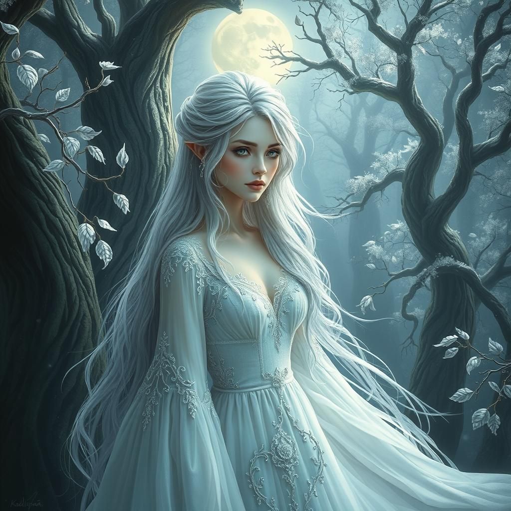 Ethereal Woman in Mystical Forest