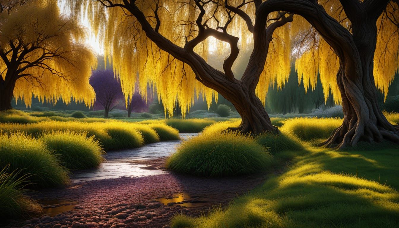 Luminous Amethyst Willow in Hyperrealistic HDR