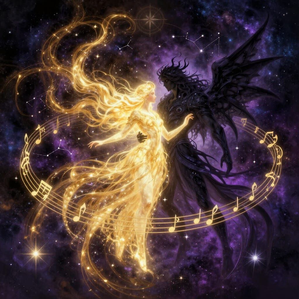 Light and Shadow Dance Through Cosmic Music