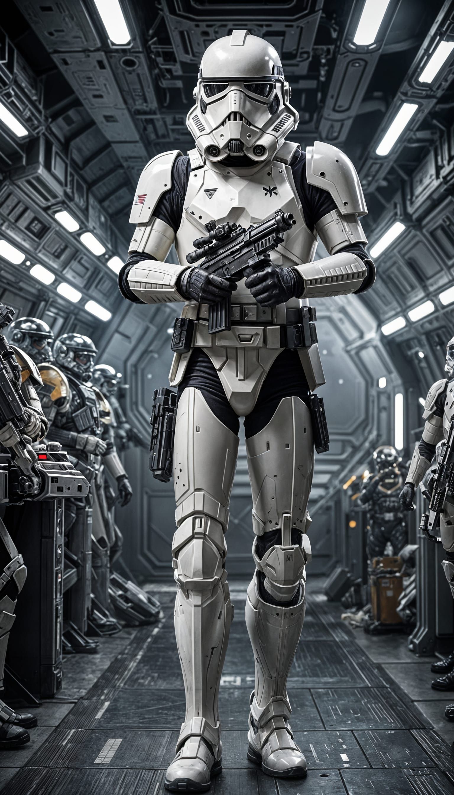 Stormtrooper in Star Destroyer Hallway: 8K Realism