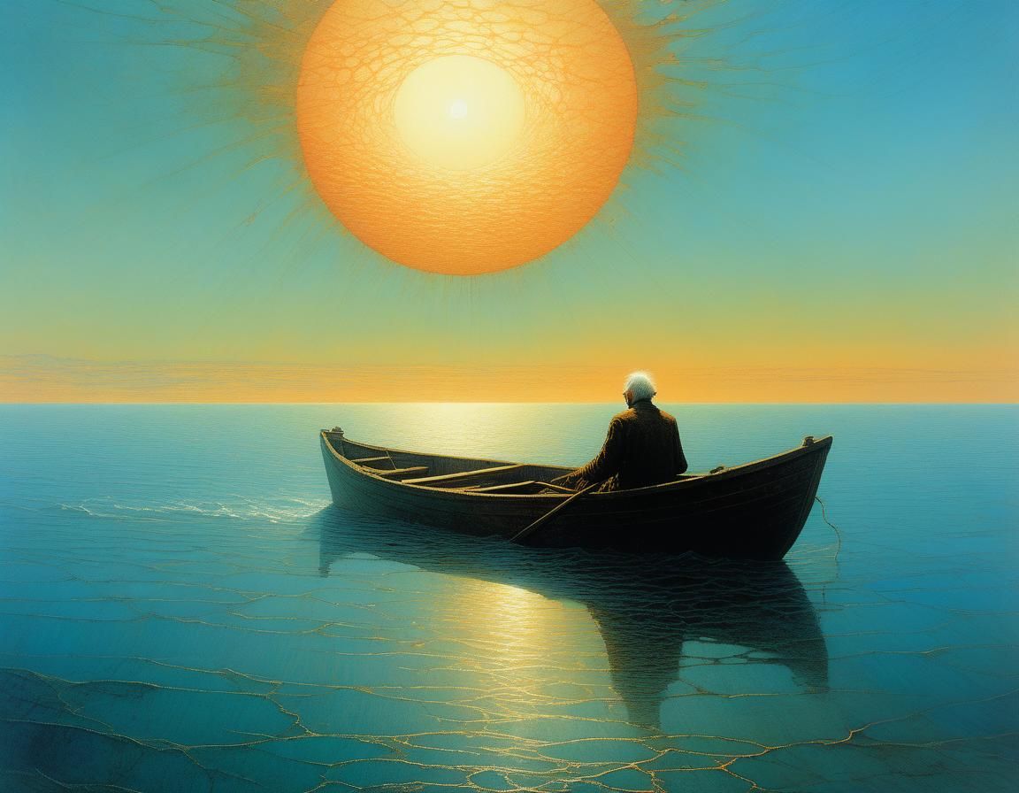 Old Man's Solitude on the Open Sea