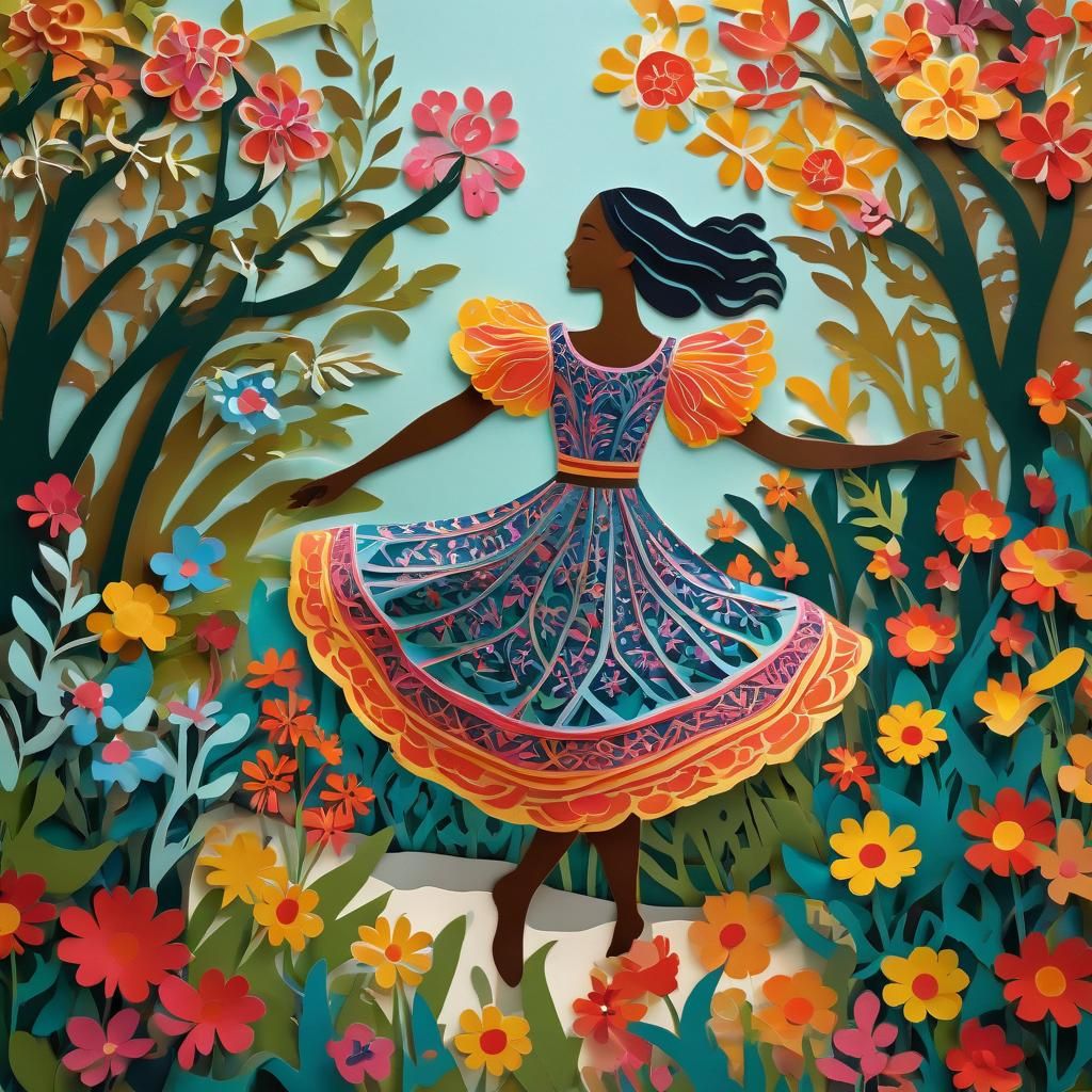 paper cut. Folk art. Colorful. Whimsical. Art Deco.