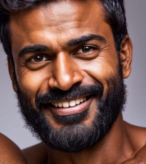 Handsome Dark-Skinned Man Portrait with Studio Lighting