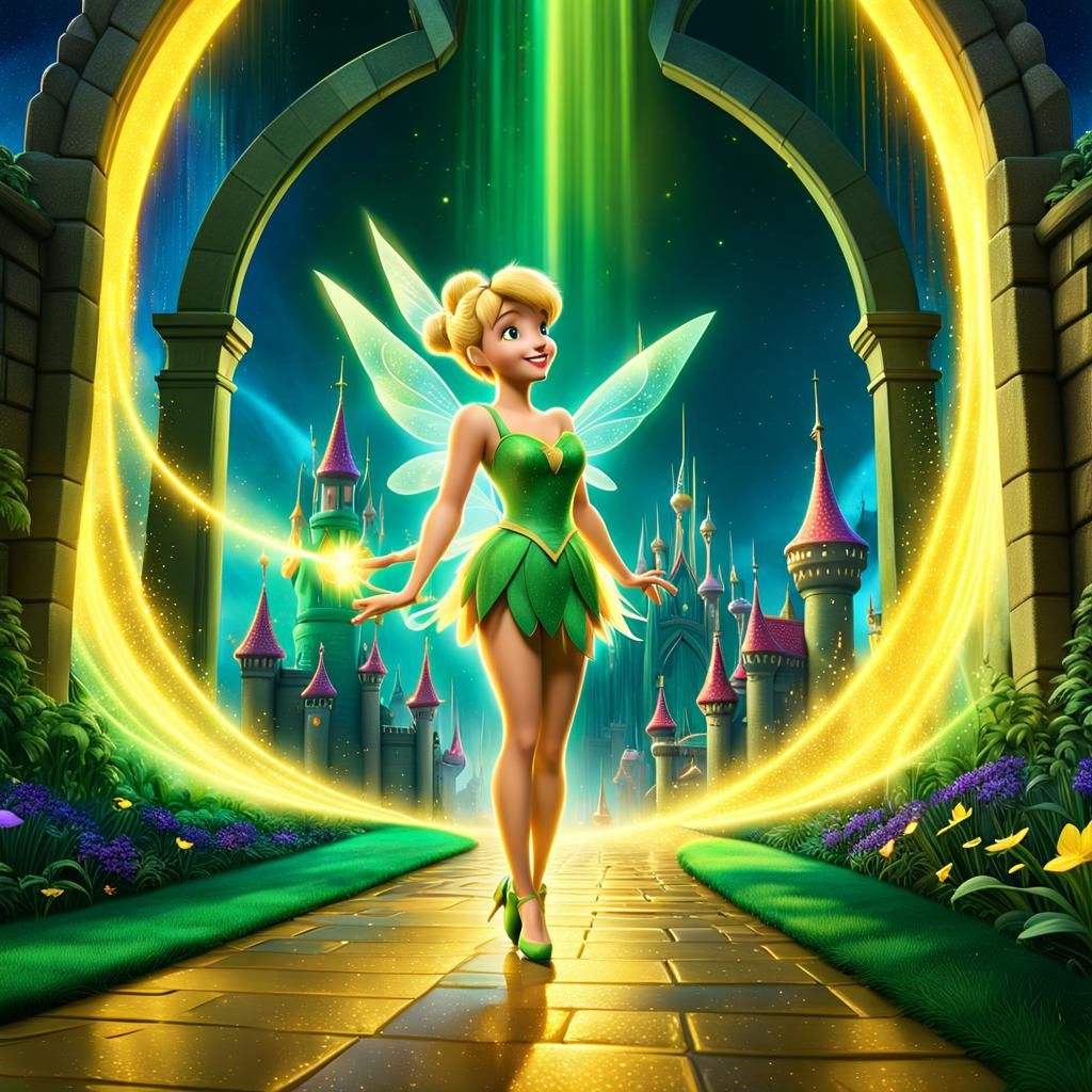 Tinkerbell at Emerald City Gates: Pixar-Inspired Concept Art