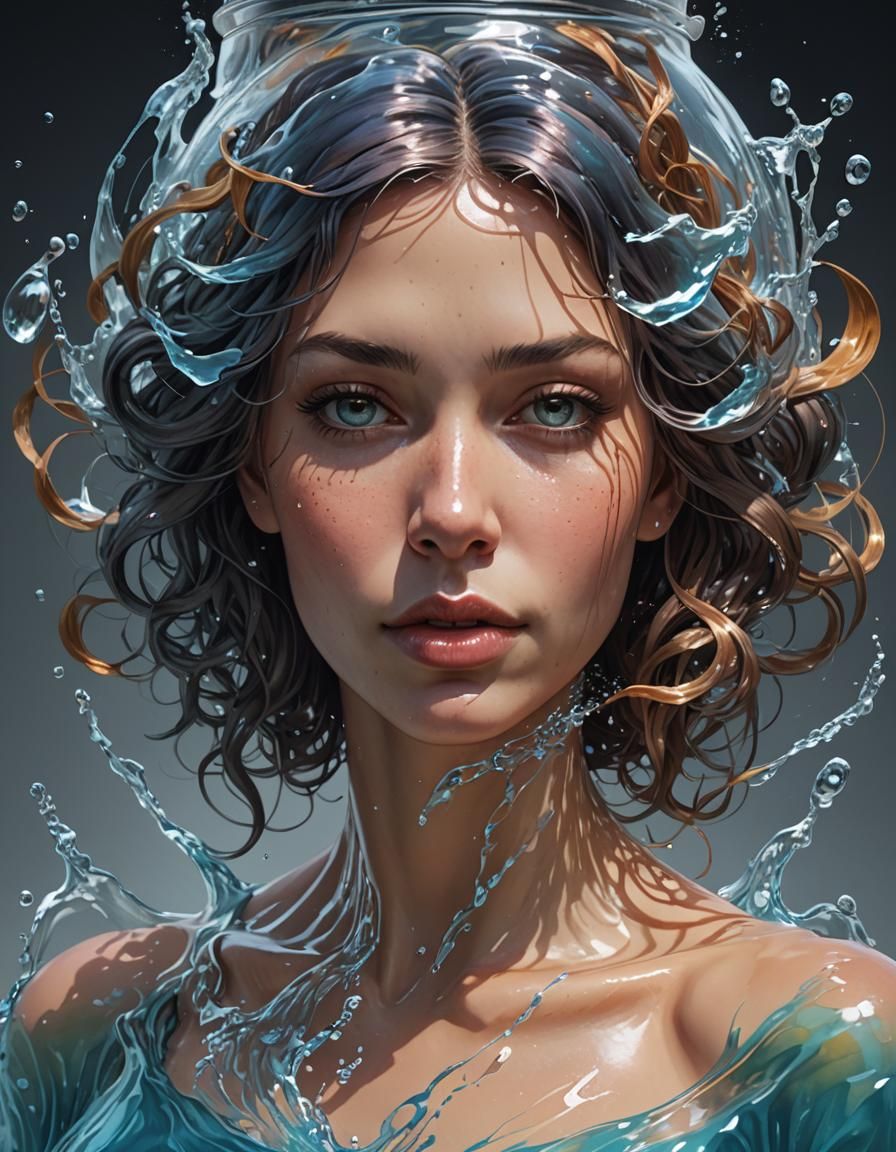 Water Woman Portrait in a Jar