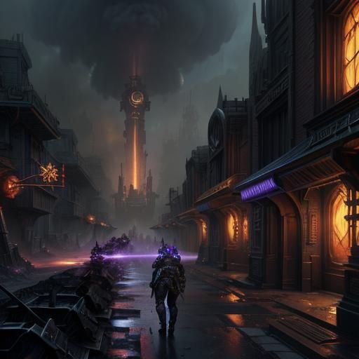 Steampunk War Scene in Grim Dark Future