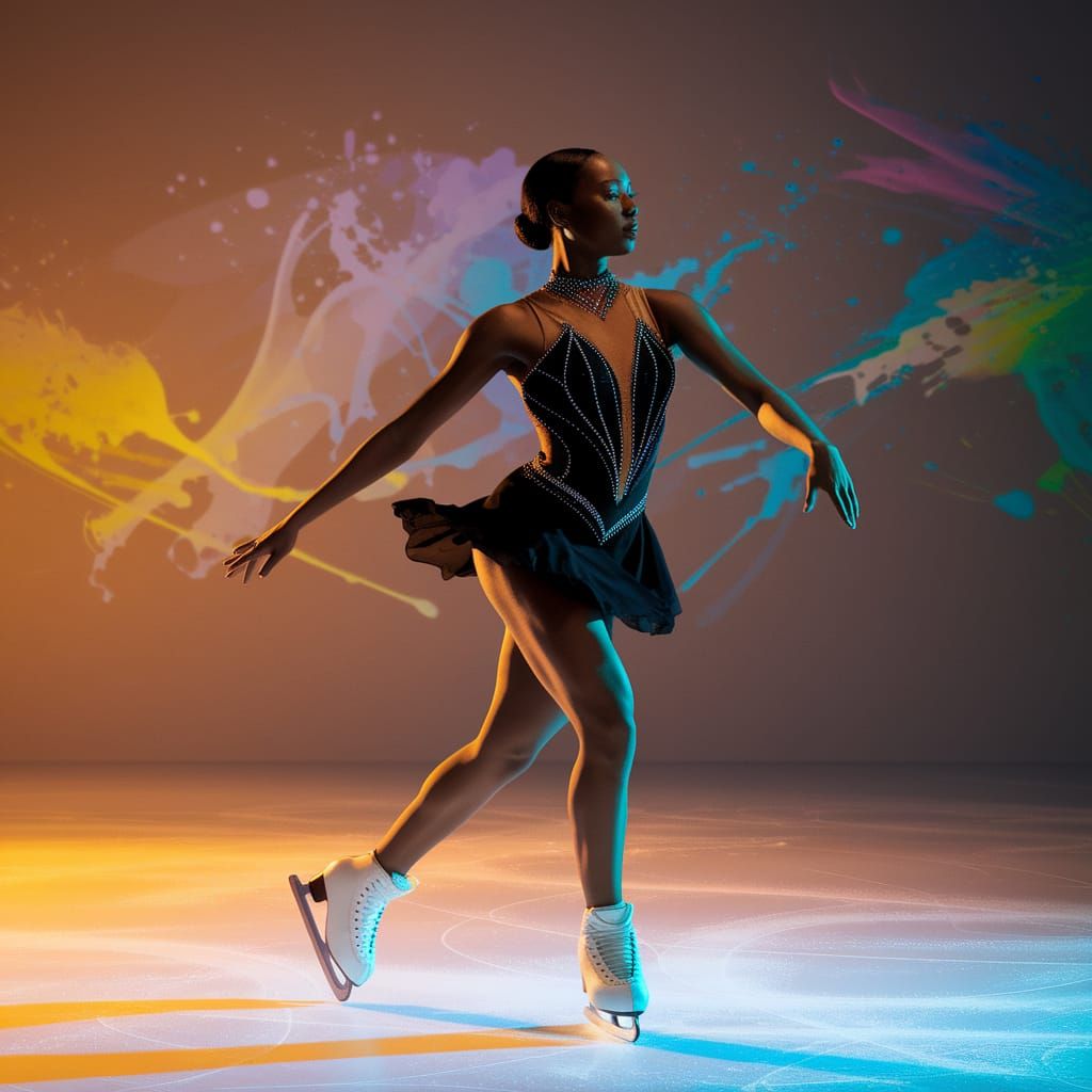 Ghanaian Skater in Dynamic Paint Splash Background