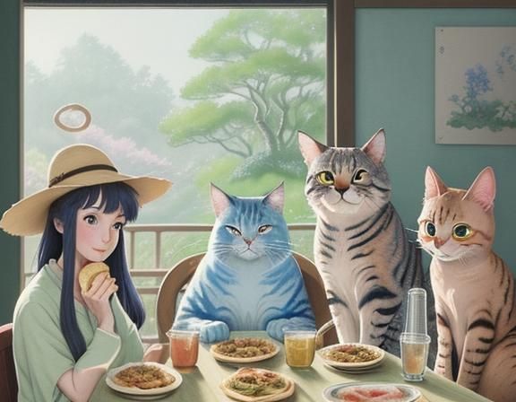 Cat's Taco Party: Whimsical Watercolor Illustration