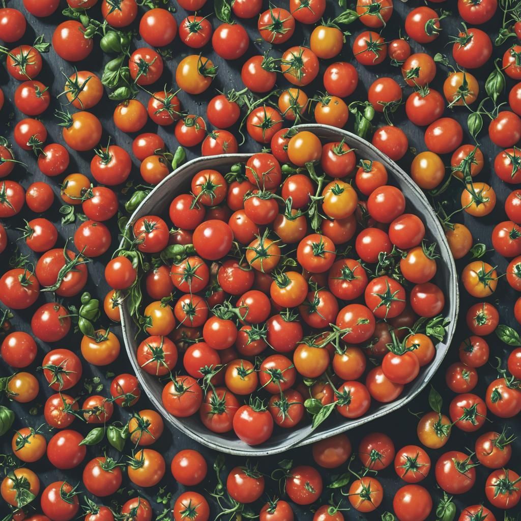 Vibrant Tomatoes in Bowl on Table