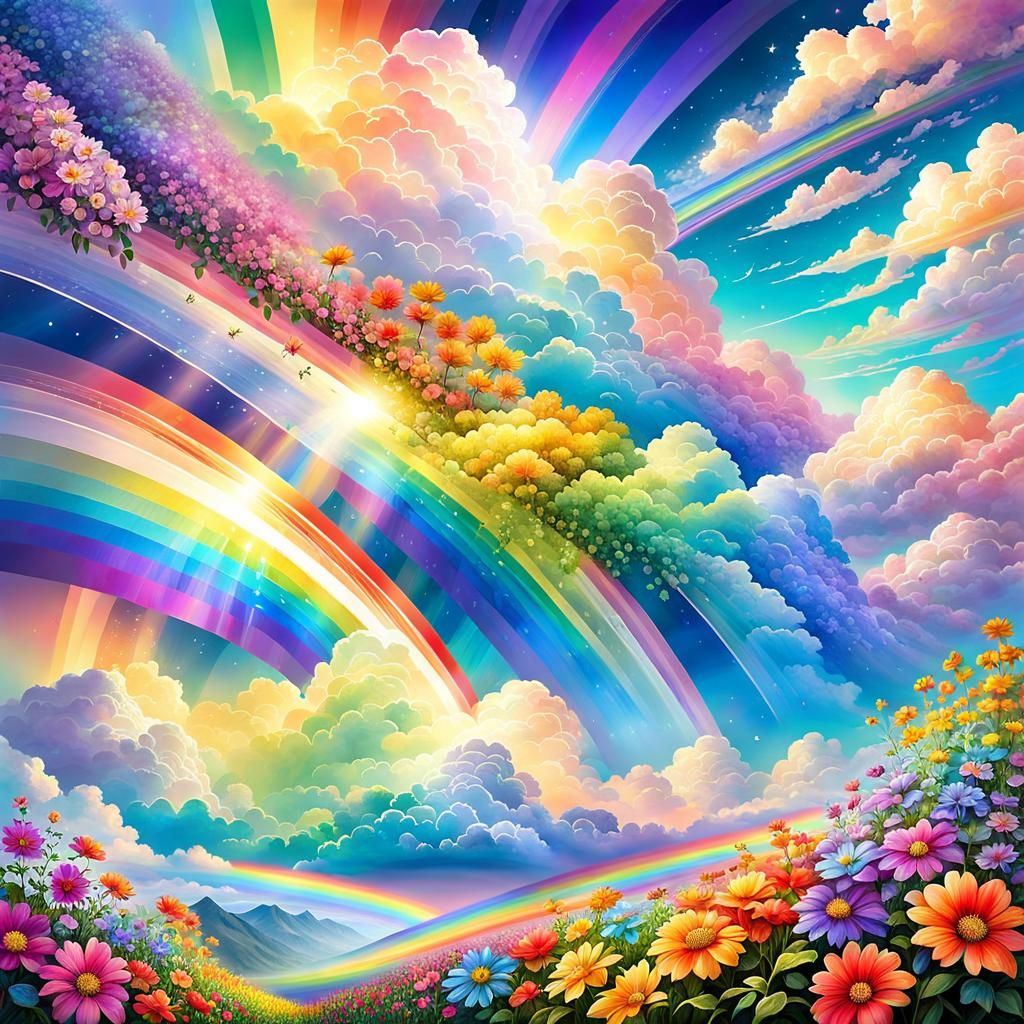 Dream Landscape with Cascading Flowers