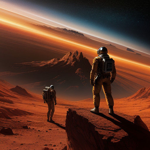 Epic Martian Landscape in Vibrant Oil Painting