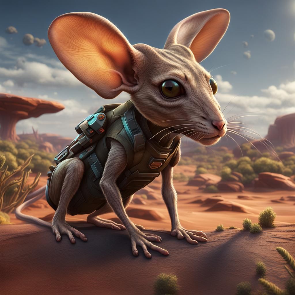Alien Planet with Kangaroo Mouse Lifeforms