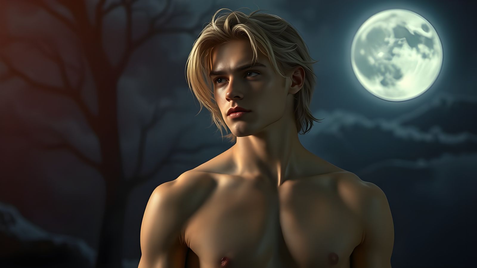 Young Man Under Moonlight