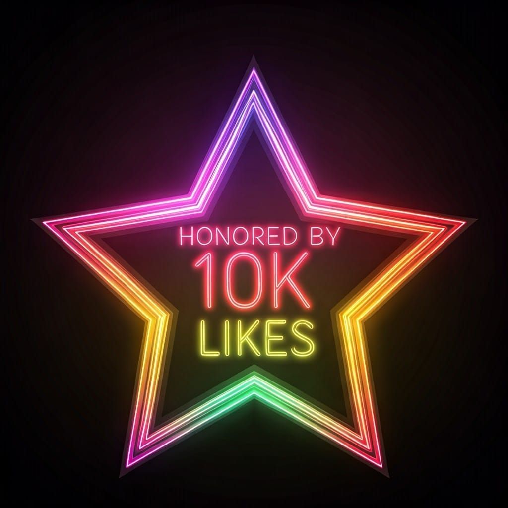 Glowing Star Celebrates 10K Likes with Neon Sign