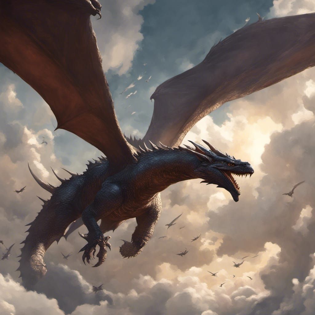 Majestic Wyvern Soaring: Dark Fantasy Concept Art