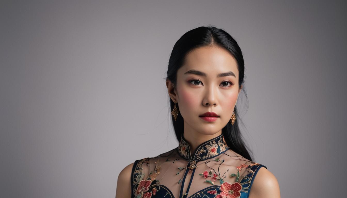 Elegant Asian Woman Portrait in Softbox Photography