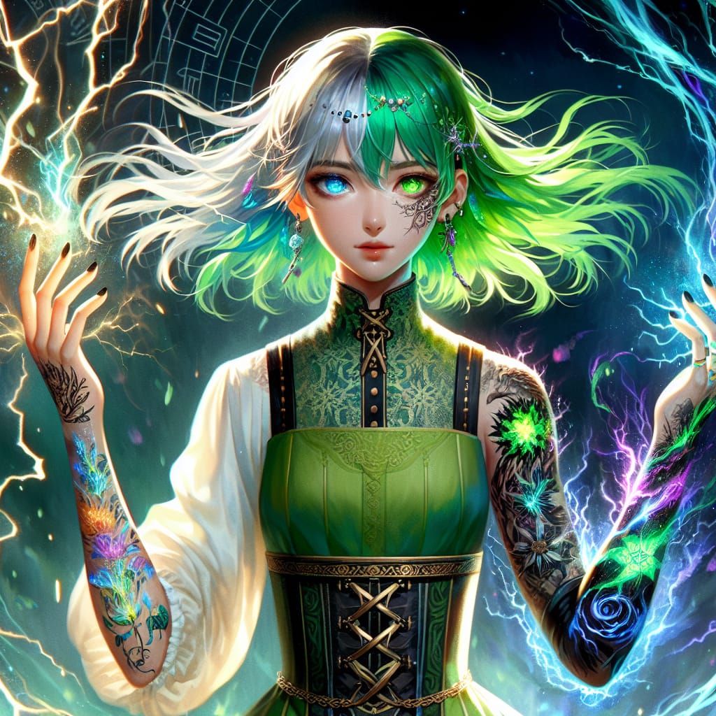 Anime Elementalist Activates Electric and Poison Tattoos