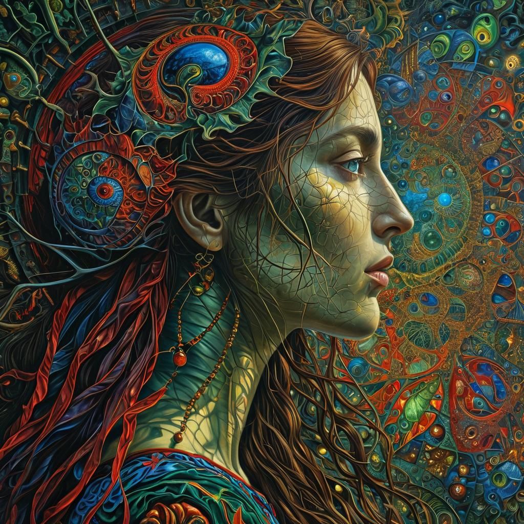 Renaissance Woman in Surreal Hyper-Realism