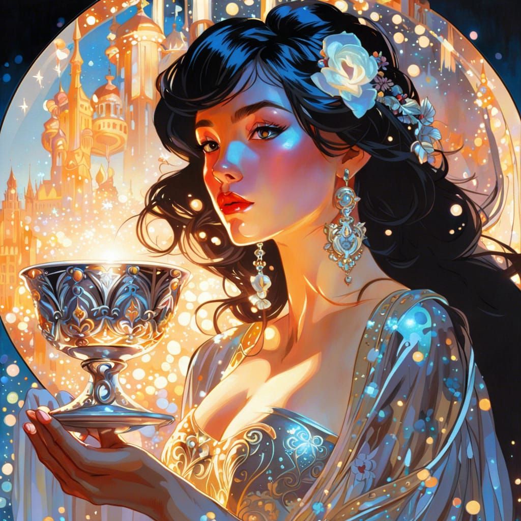 Ornate Goblet in Magical Fantasy Landscape