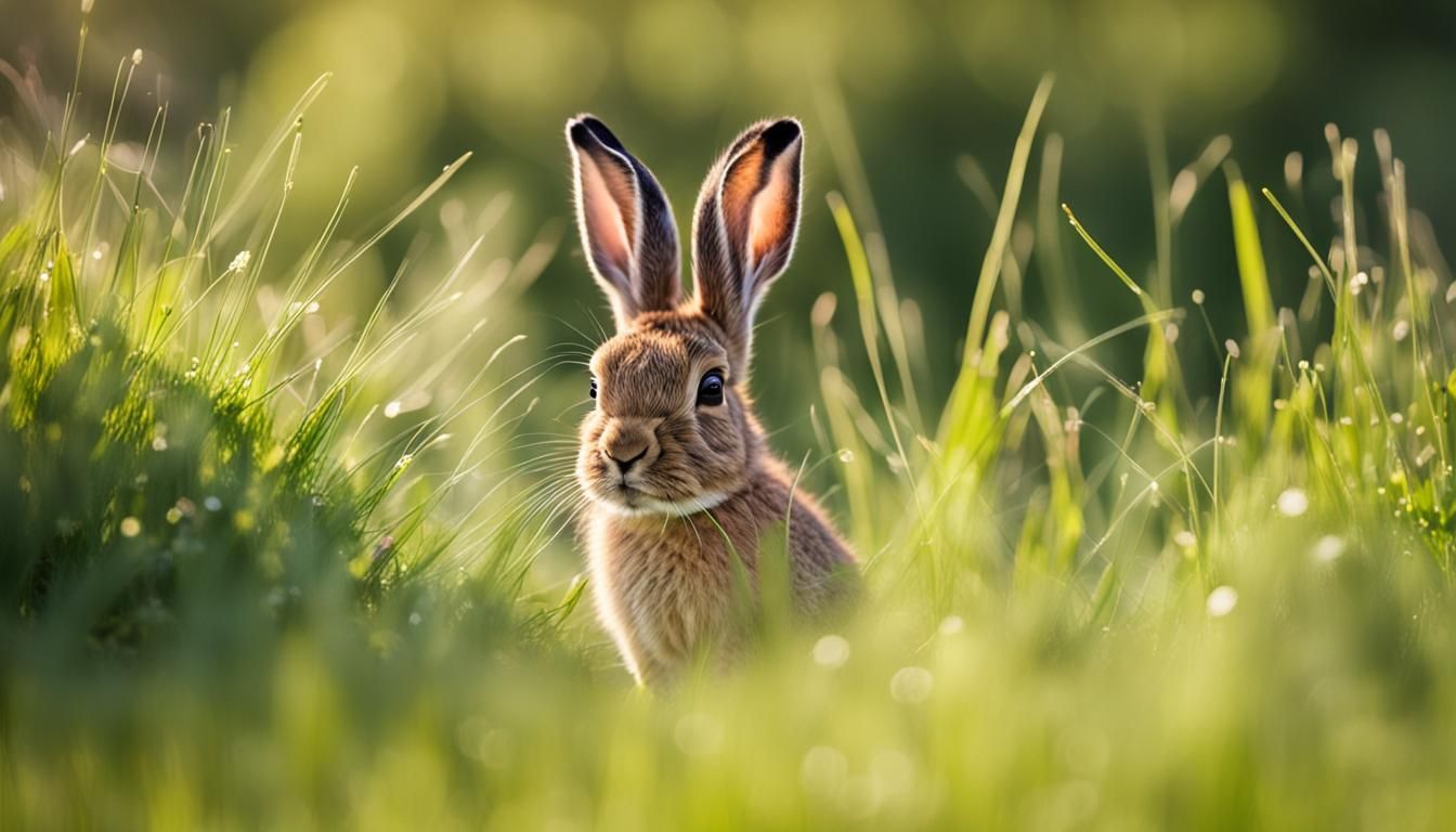 Young Hare Hiding in Grass, Professional Photography