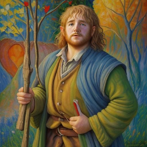 Hobbits in Neo-Impressionist Expressionist Oil Painting