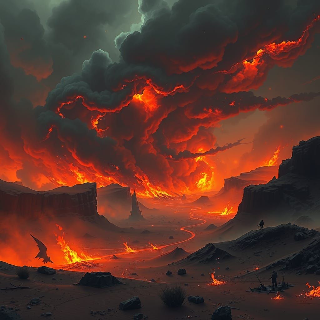Inferno Sweeps Ash'aruun Desert: Dark Fantasy Firestorm