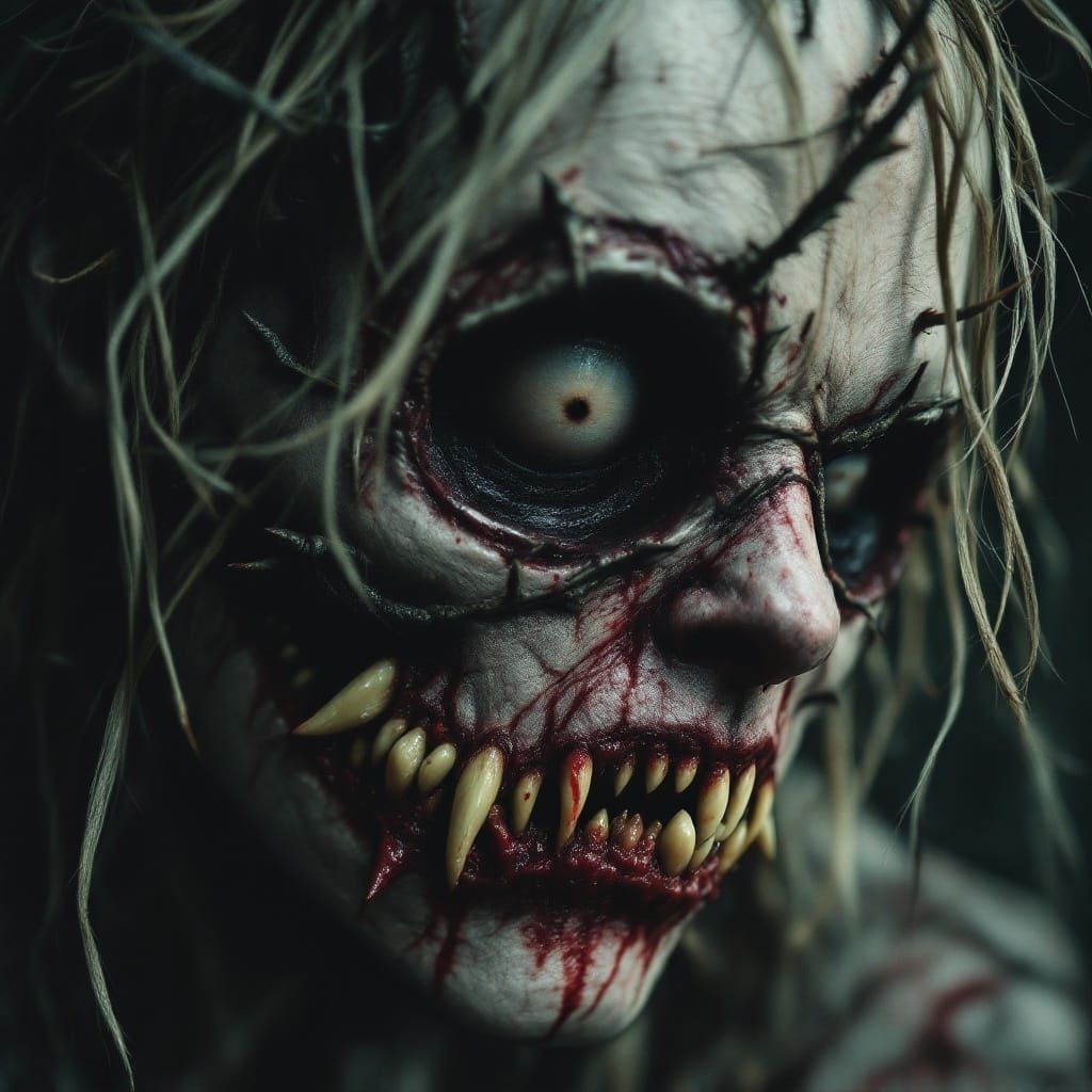 Grotesque Horror Mask with Veins and Thorns