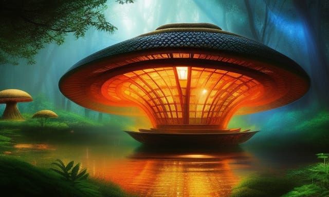 Magical Mushroom Hobbit House in Asian Style