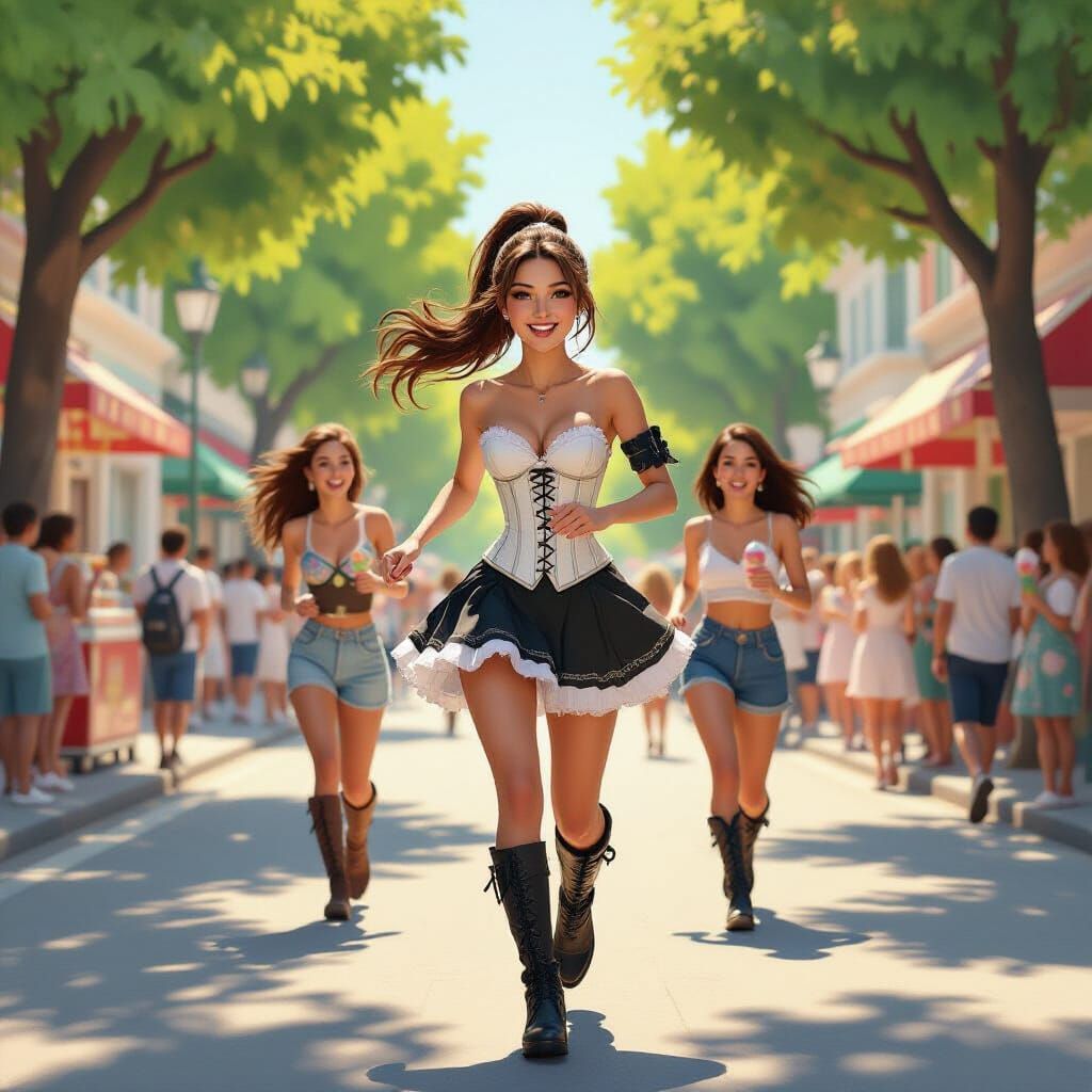 Joyful Beach Run: Girlfriends Chase Ice Cream