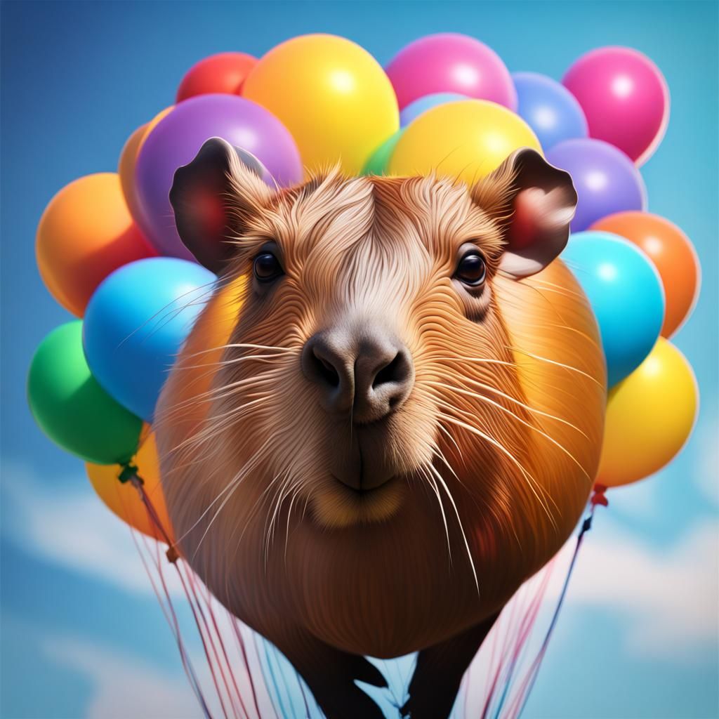 Hyperrealistic Balloon Art Capybara in Splash Art Style