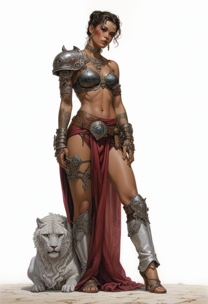Tattooed Courtesan in Heroic Fantasy Style