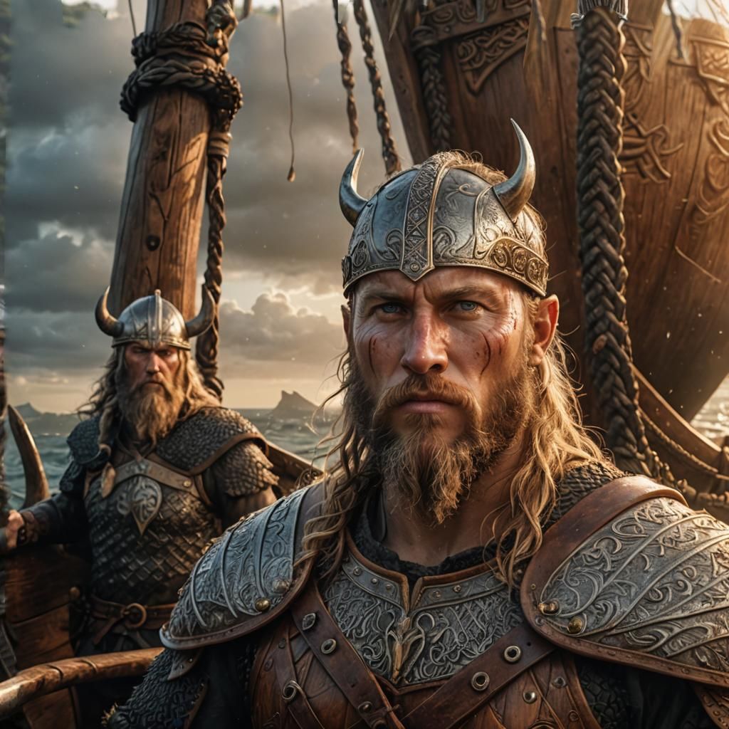 Hyperrealistic Viking Warrior Landing