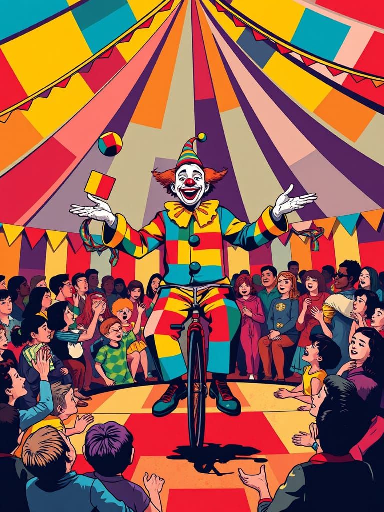 Vibrant Circus Spectacle in Pop Art Style