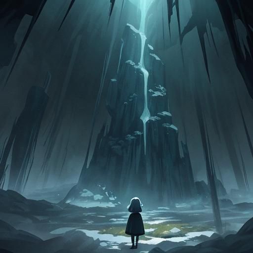 Dark Fantasy Rock Wall with Glowing Stalactites