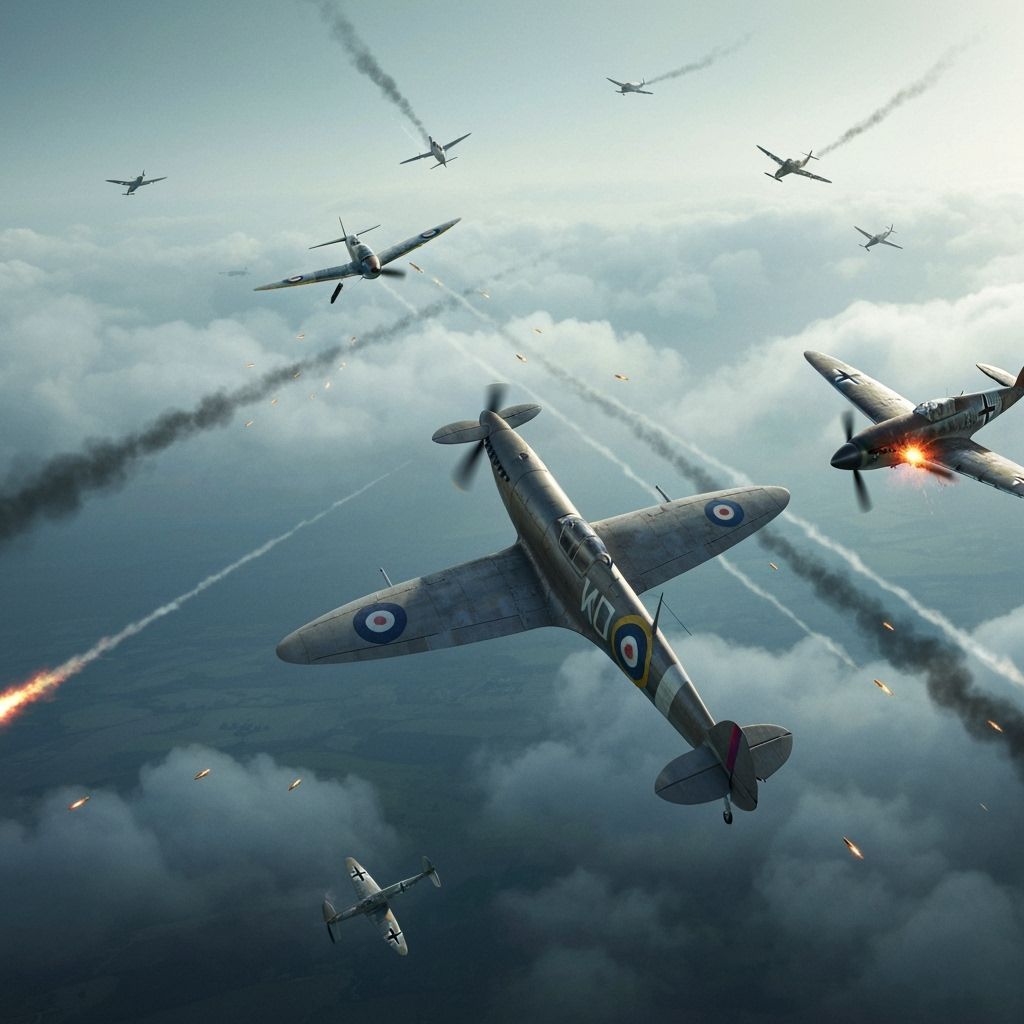Epic WWII Dogfight in Dramatic Realism Style