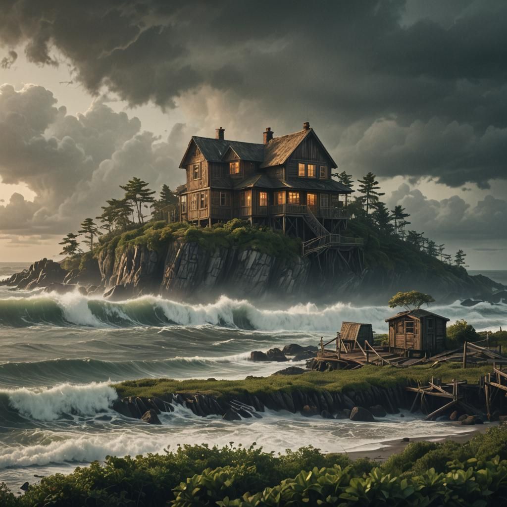 Island Cottage Concept Art in Golden Hour Light