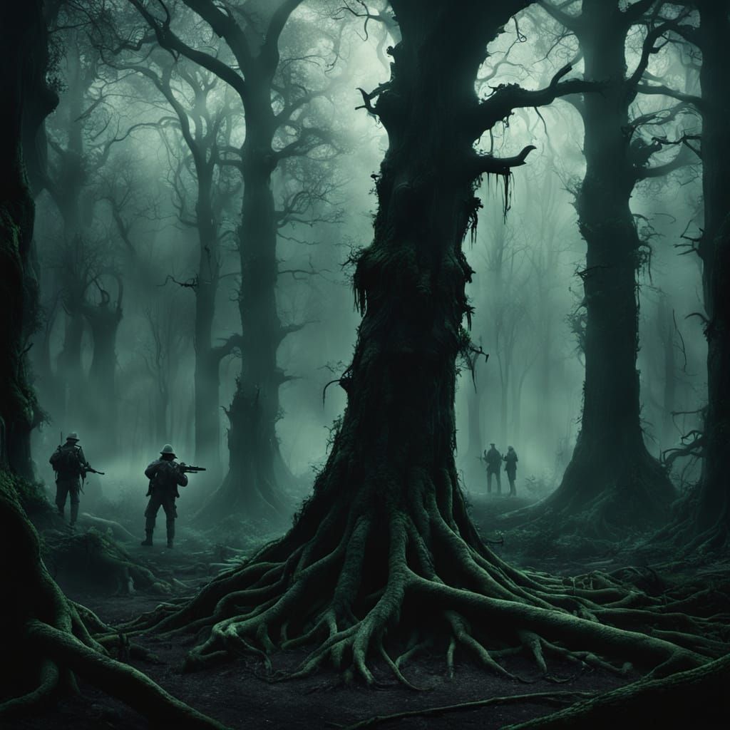 Ethereal Gathering: Spirits in a Shadowy Forest