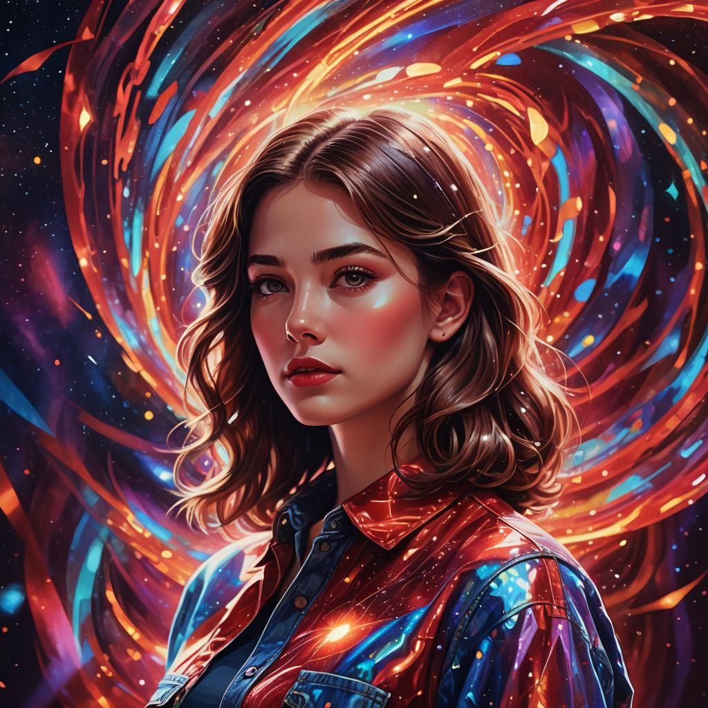 Holographic Astral Portrait of a Teenage Girl